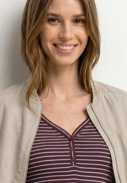 Top mit V-Neck und Streifen
