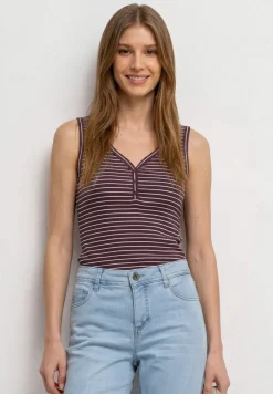 Top mit V-Neck und Streifen