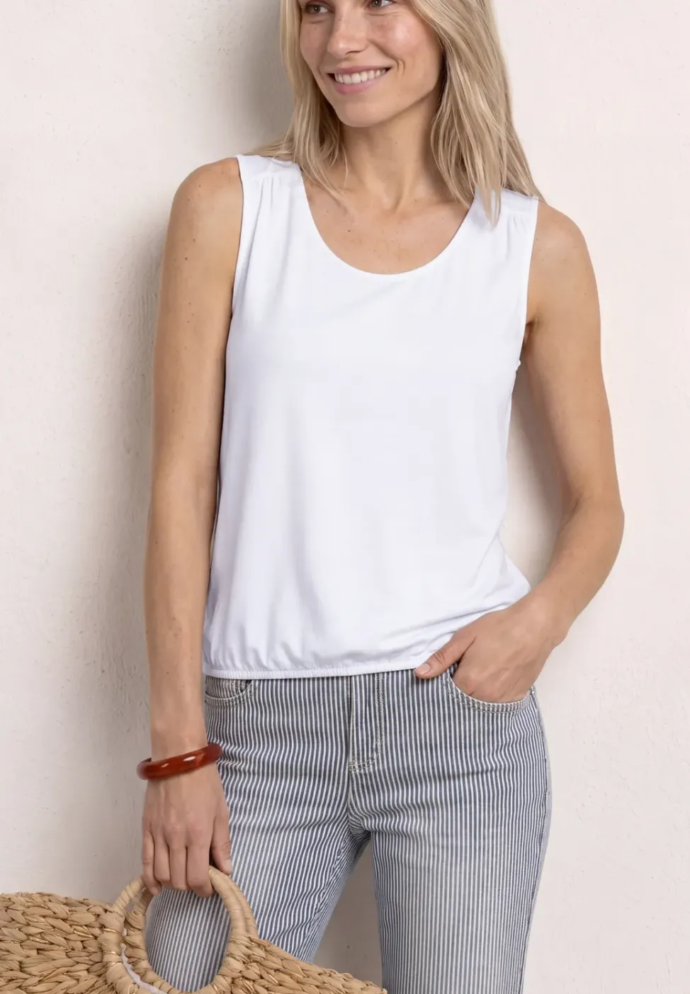 Top aus Jersey mit Elastiksaum