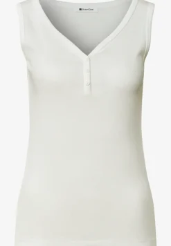 Top in Rippstruktur mit V-Neck