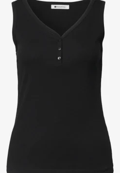 Top in Rippstruktur mit V-Neck