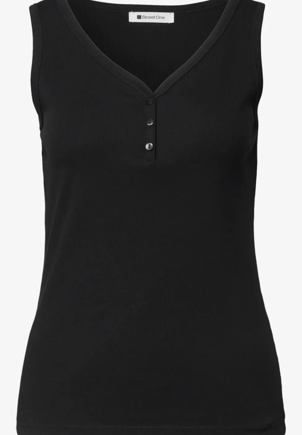 Top in Rippstruktur mit V-Neck