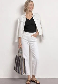 Top in Rippstruktur mit V-Neck