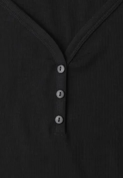 Top in Rippstruktur mit V-Neck