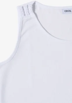 Top mit gerundetem V-Neck und Flechtdetail