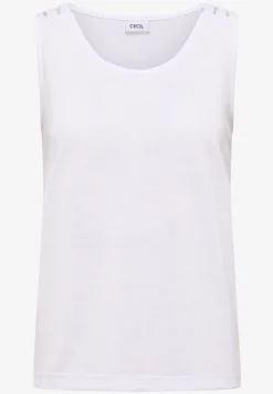 Top mit gerundetem V-Neck und Flechtdetail