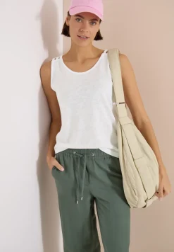 Top mit gerundetem V-Neck und Flechtdetail