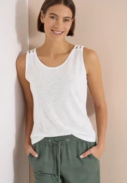 Top mit gerundetem V-Neck und Flechtdetail