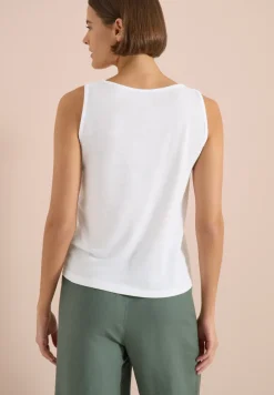 Top mit gerundetem V-Neck und Flechtdetail