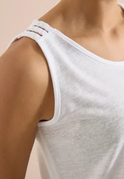 Top mit gerundetem V-Neck und Flechtdetail