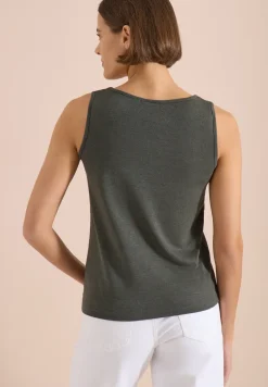 Top mit gerundetem V-Neck und Flechtdetail