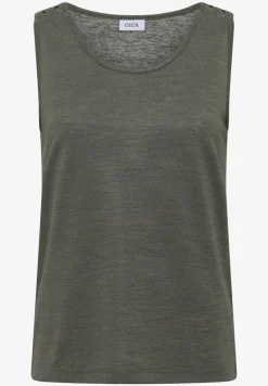 Top mit gerundetem V-Neck und Flechtdetail
