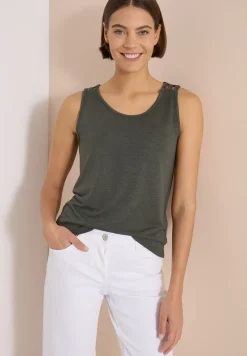 Top mit gerundetem V-Neck und Flechtdetail
