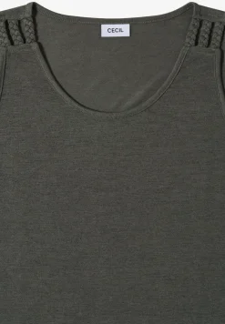 Top mit gerundetem V-Neck und Flechtdetail
