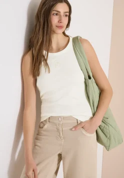 Top mit Rundhals und Embroidery-Detail