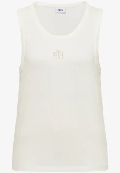 Top mit Rundhals und Embroidery-Detail