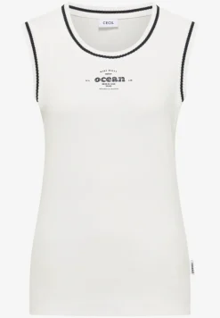 Top mit Rundhals und Kontrastdetails