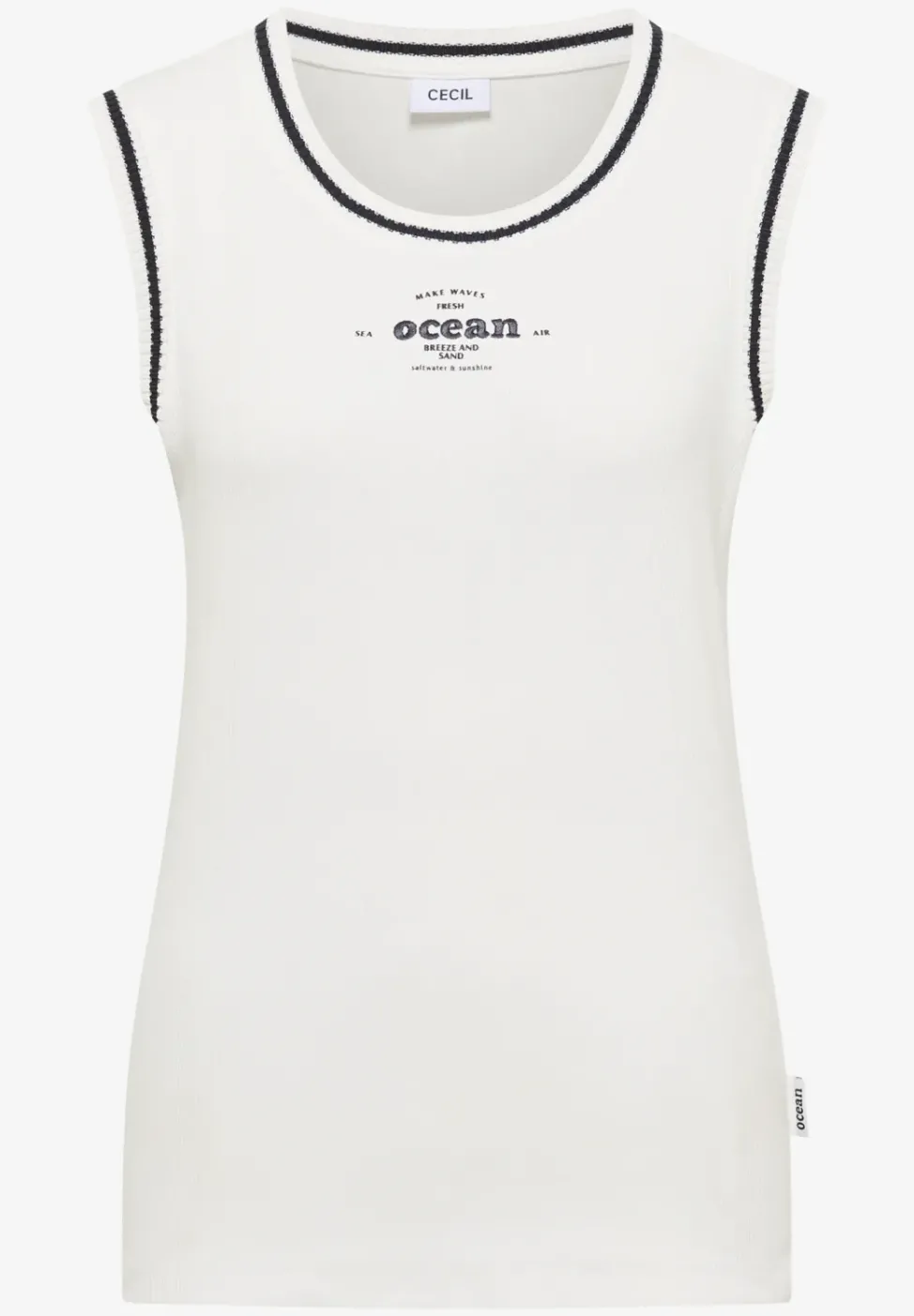Top mit Rundhals und Kontrastdetails