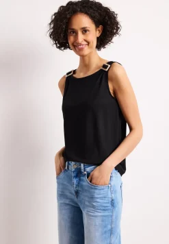 Top mit Rundhals und Schulterdetail