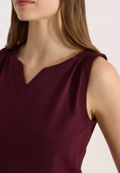 Top mit Split Neck in Unifarbe