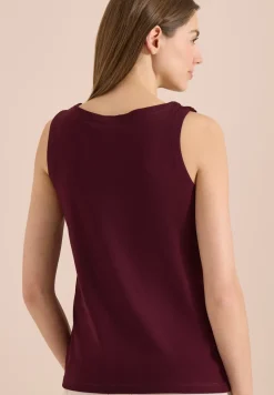 Top mit Split Neck in Unifarbe