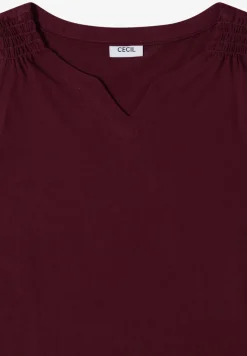Top mit Split Neck in Unifarbe