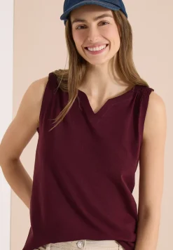 Top mit Split Neck in Unifarbe