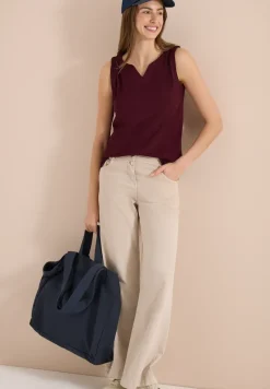 Top mit Split Neck in Unifarbe