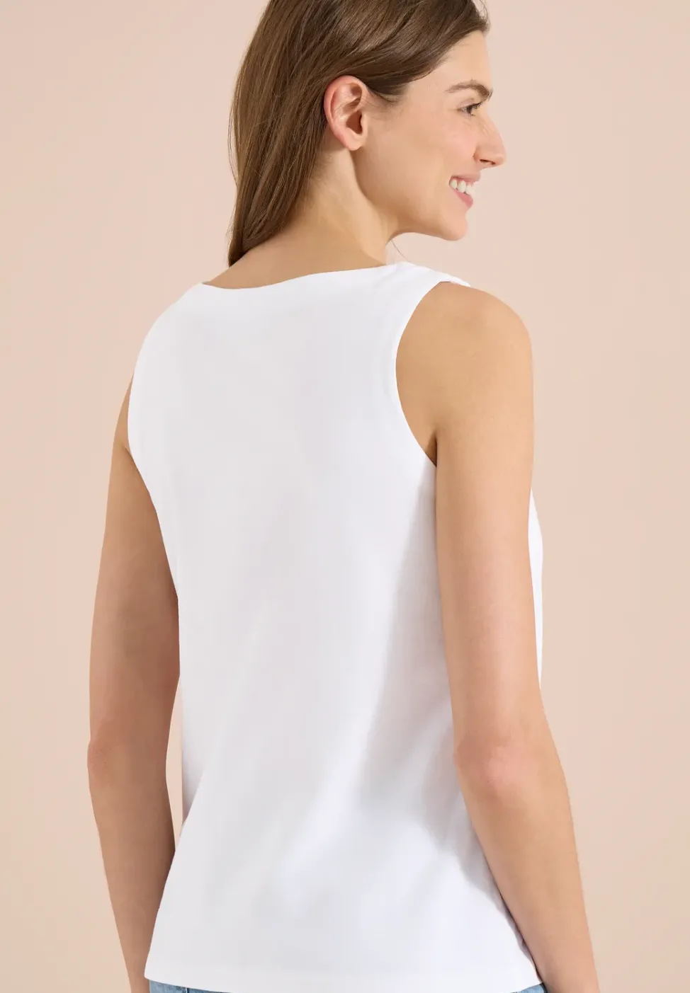 Top mit Split Neck in Unifarbe