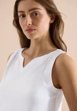 Top mit Split Neck in Unifarbe