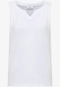 Top mit Split Neck in Unifarbe
