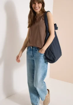 Top mit Split Neck in Unifarbe