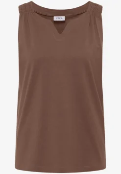 Top mit Split Neck in Unifarbe