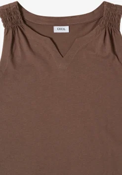 Top mit Split Neck in Unifarbe