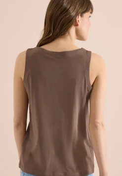 Top mit Split Neck in Unifarbe