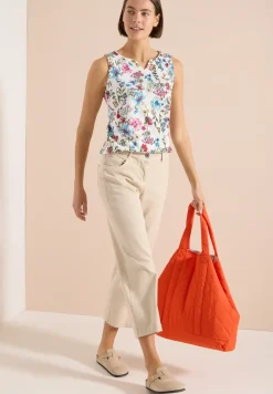 Top mit Split Neck und Raffung