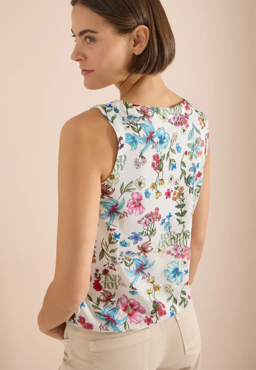 Top mit Split Neck und Raffung