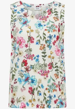 Top mit Split Neck und Raffung