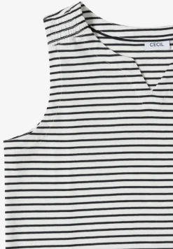 Top mit Split Neck und Streifen