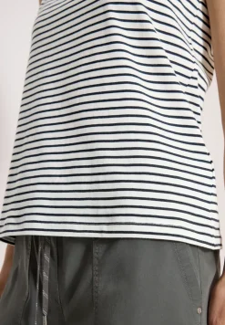 Top mit Split Neck und Streifen