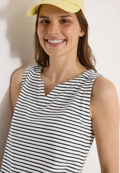 Top mit Split Neck und Streifen