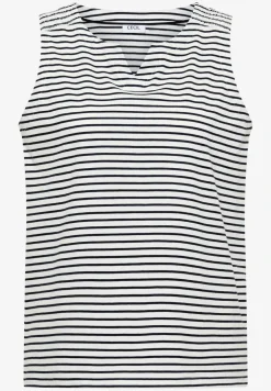 Top mit Split Neck und Streifen