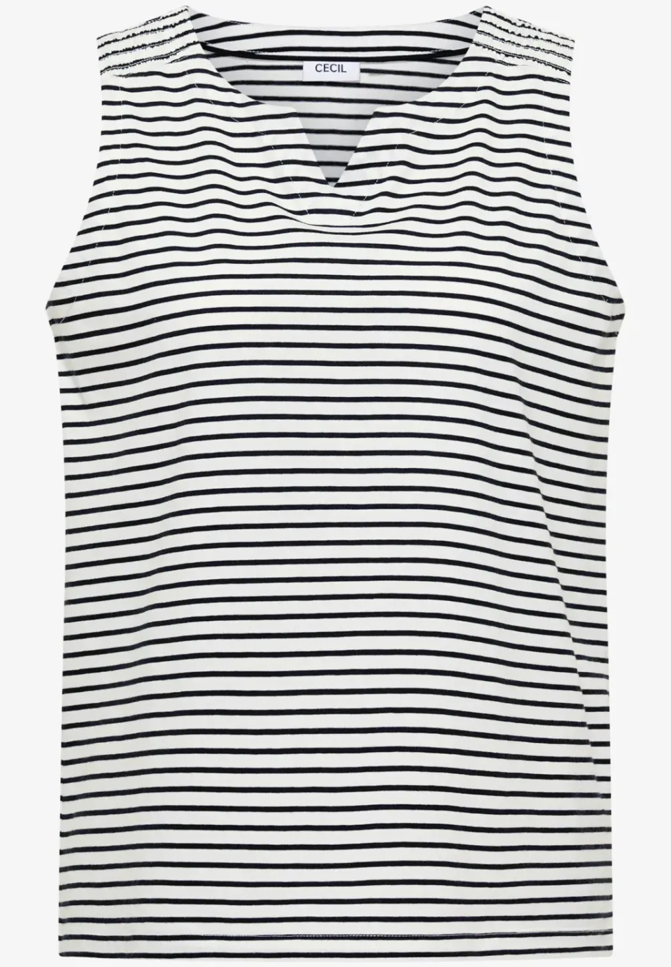 Top mit Split Neck und Streifen