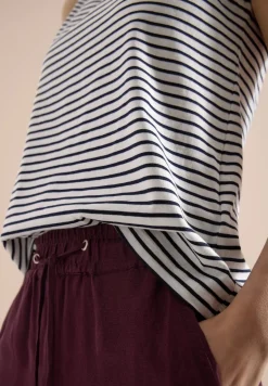 Top mit Split Neck und Streifen