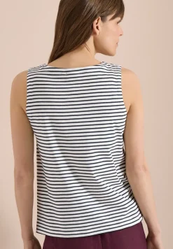 Top mit Split Neck und Streifen