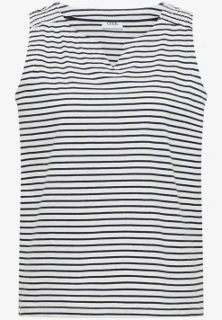 Top mit Split Neck und Streifen