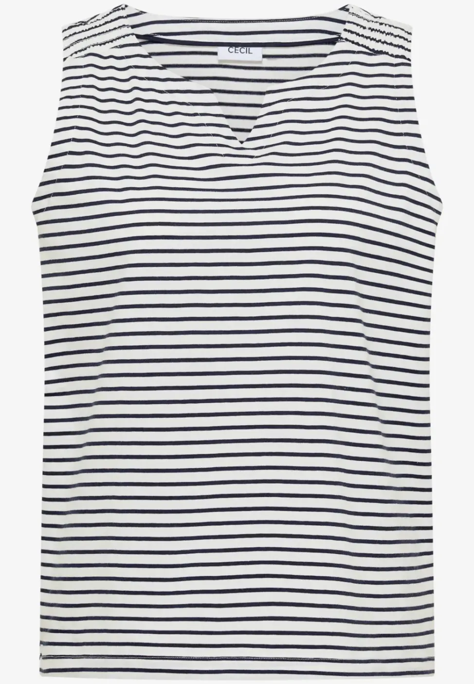 Top mit Split Neck und Streifen