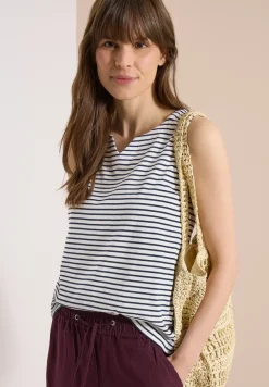 Top mit Split Neck und Streifen