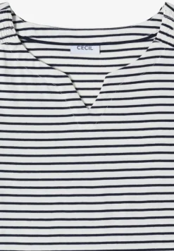 Top mit Split Neck und Streifen