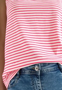 Top mit Split Neck und Streifen